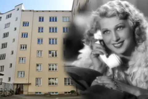 Wspomnienie o Inie Benita i jej dawnych czasach, zestawione z dzisiejszym blokiem mieszkalnym.
