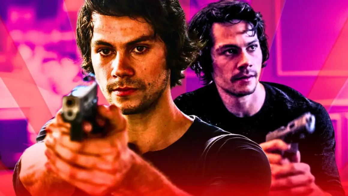 Dylan O'Brien w roli głównej w filmie "American Assassin". Obsada w akcji, z pistoletem w dłoni.