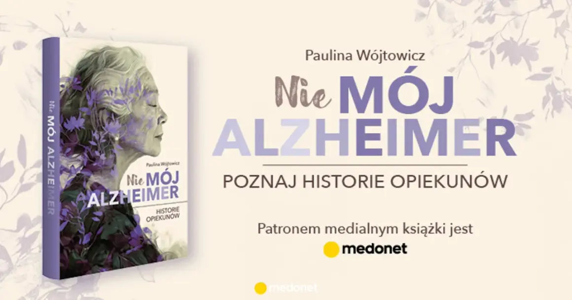 Okładka książki "Nie mój Alzheimer" z portretem kobiety, której włosy przeplatają się z motywami roślinnymi. Tytuł sugeruje, że choroba może dotknąć każdego, jakby "honig im kopf".
