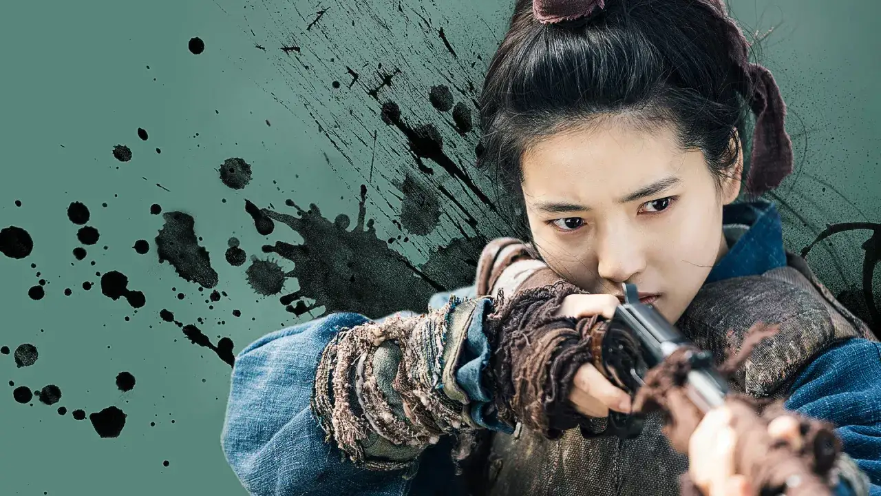 Kim Tae-ri jako Go Ae-shin w serialu Mr. Sunshine, celująca z karabinu.