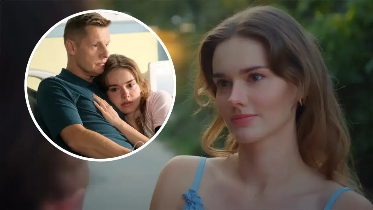 Czy Dominika Kachlik odchodzi z M jak Miłość? Wizerunek sugeruje dramatyczne sceny z serialu, gdzie para obejmuje się czule.